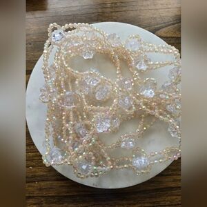 Vintage Aurora Borealis Beaded Holiday Garland And Snowflake